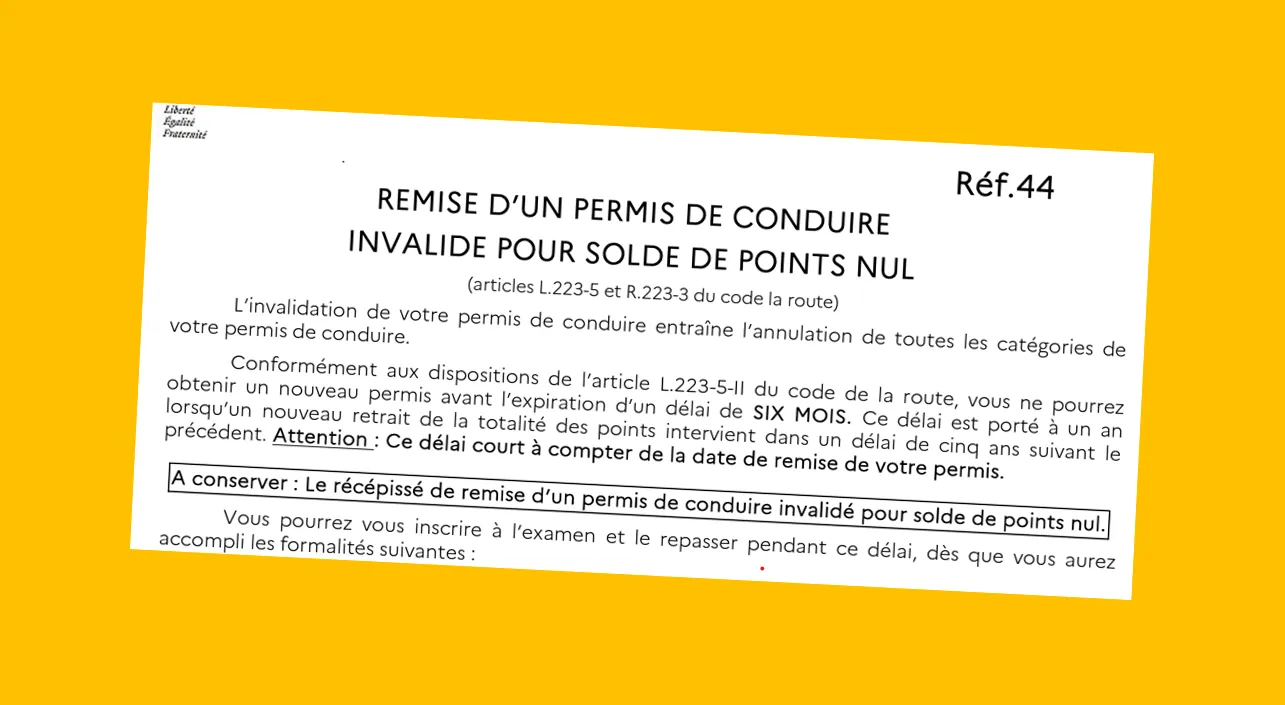 Perte du permis de conduire : qu’est-ce que la lettre 44 ?