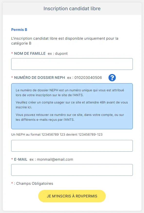 Où s’inscrire sur la plateforme RdvPermis